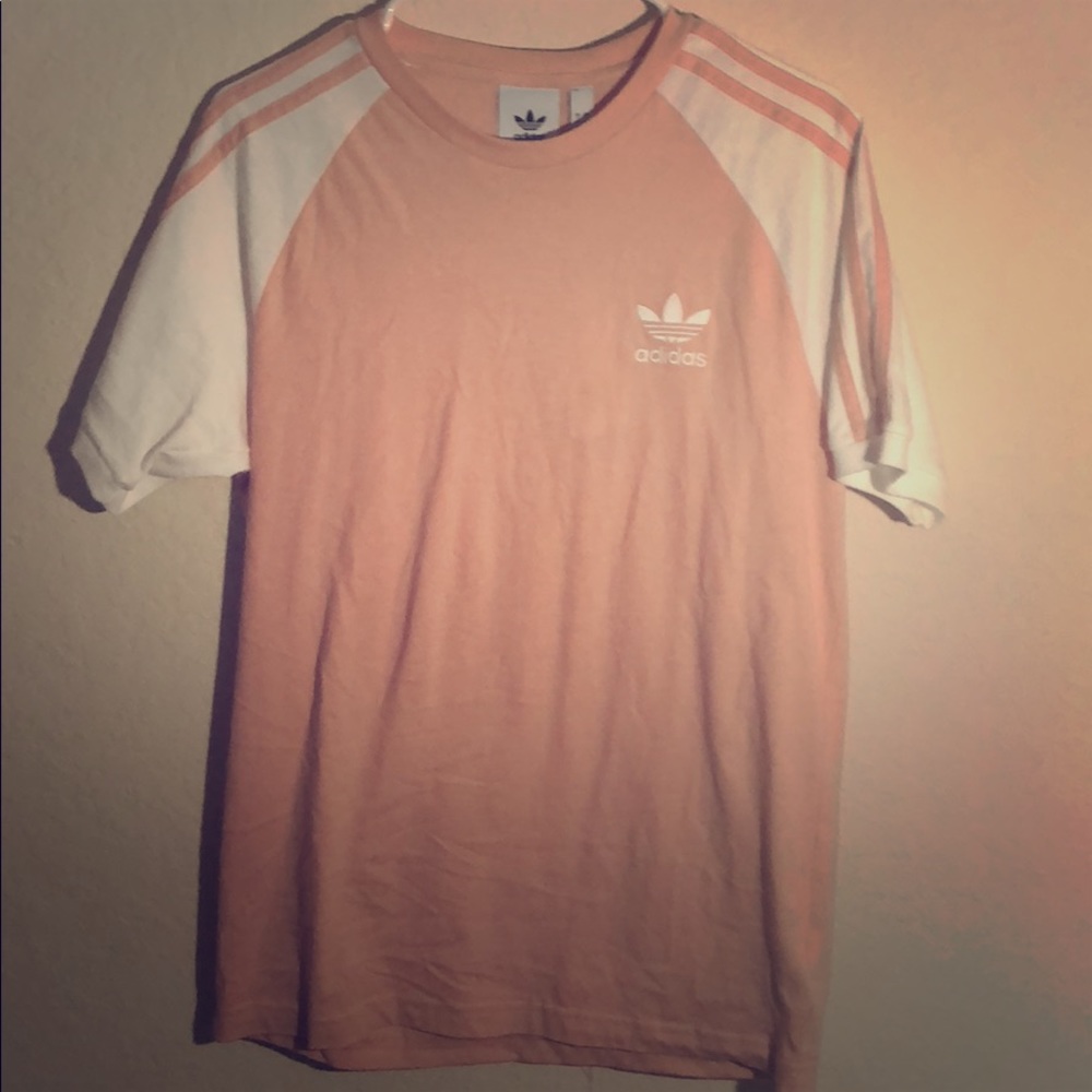#Adidas Peach and White T shirt